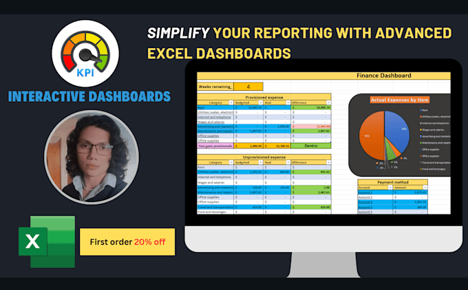 Gig Preview - Create interactive and visual dashboards in excel for your business