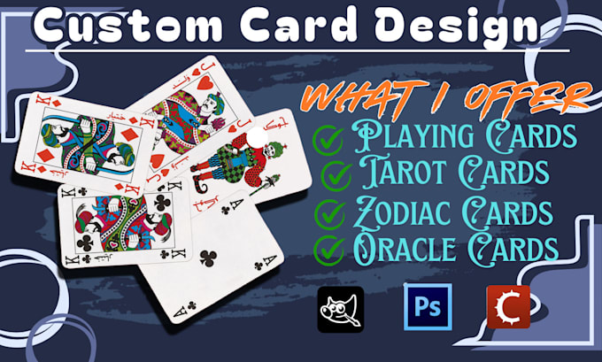 Gig Preview - Draw custom zodaic tarot oracle tcg, playing cards with box design