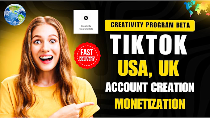 Gig Preview - Create usa, uk tiktok beta account for monetization