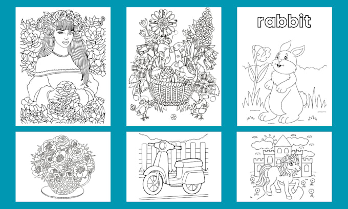 Gig Preview - Make kids or adults coloring pages and coloring book for KDP book business