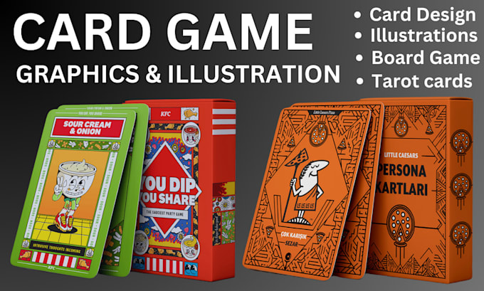 Gig Preview - Draw custom illustration and graphic design for card game, board game, tarot