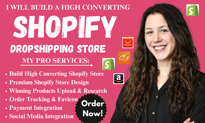 Gig Preview - Build high converting shopify dropshipping store, shopify website design