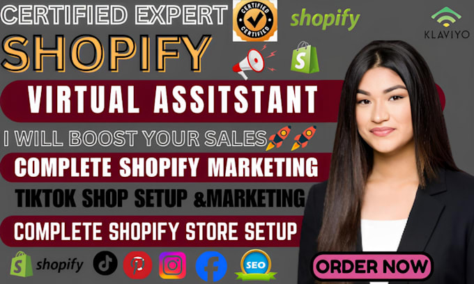 Gig Preview - Shopify virtual assistant shopify sales marketing expert shopify store manager