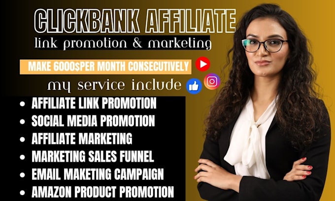 Gig Preview - Clickbank affiliate  link promotion affiliate marketing clickbank link promotion