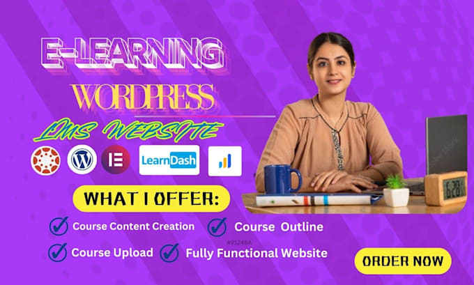 Gig Preview - Do elearning website online course kajabi lms canvas learndash