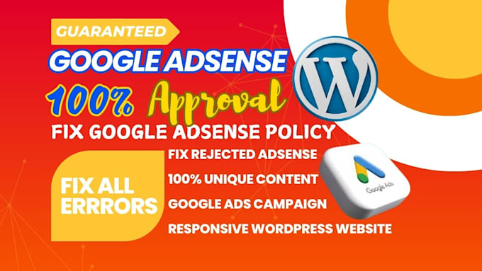 Gig Preview - Do google adsense approval fix rejected issues approve adsense