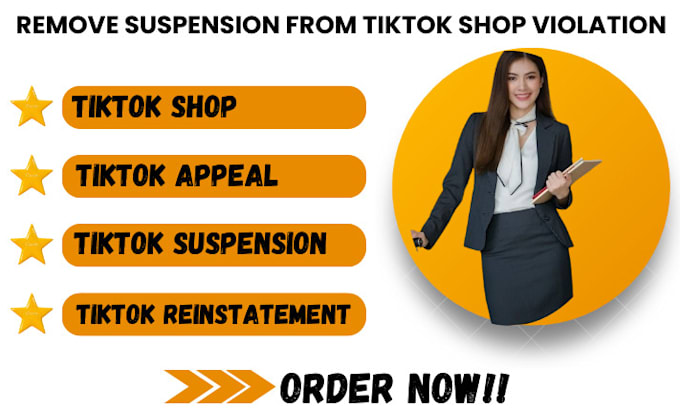 Gig Preview - Remove suspension from tiktok shop violation tiktok shop reinstatement