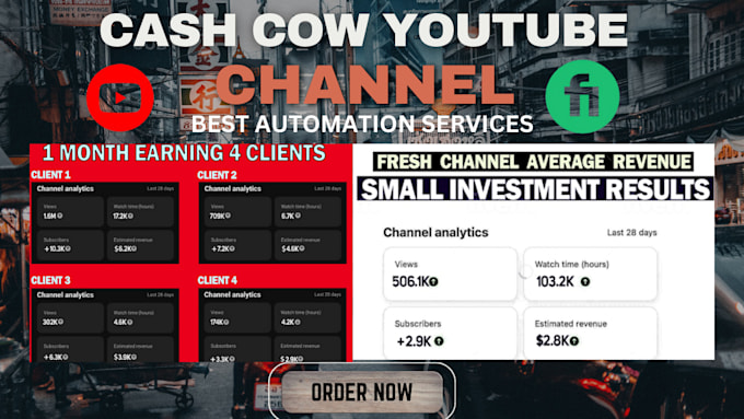 Gig Preview - Create complete youtube automation with cash cow videos and channel management