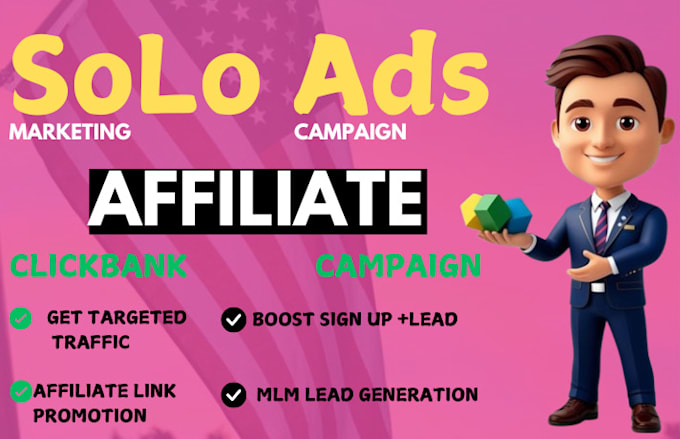 Gig Preview - Promote usa solo ads affiliate link, mlm,b2b lead generation clickbank promotion