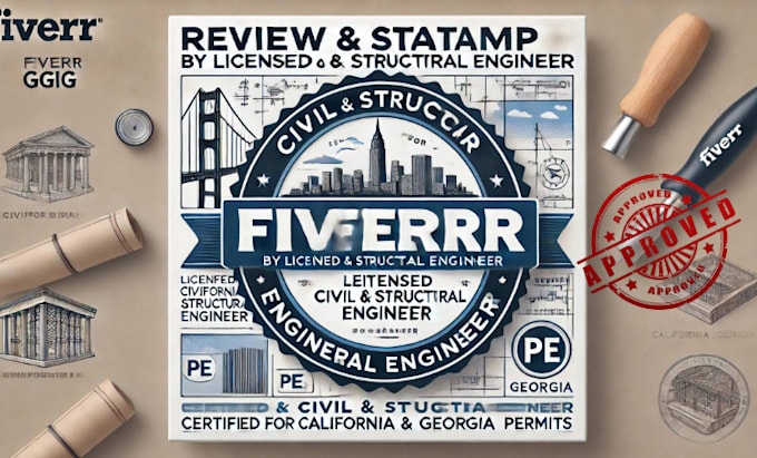 Gig Preview - Review stamp as licensed civil and structural engineer in california and georgia