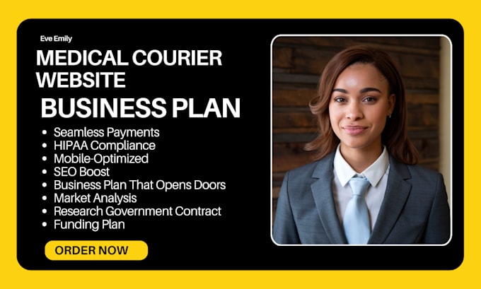 Gig Preview - Medical transportation courier website and business plan for startup business