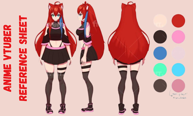 Gig Preview - Design quality character sheet reference in anime style for your oc vtuber model