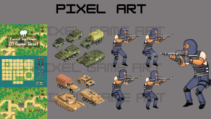 Gig Preview - Draw 2d pixel art character design,rpg maker mz sprites animation,sprites sheet