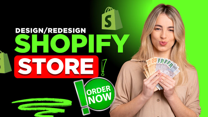 Gig Preview - Design redesign shopify store shopify dropshipping store shopify website