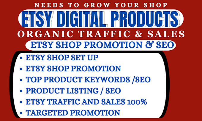 Gig Preview - Setup etsy digital product etsy seo listing etsy traffic for etsy sales