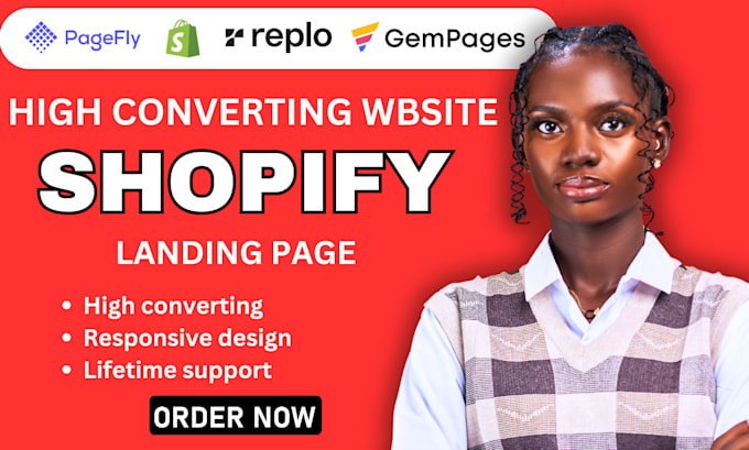 Gig Preview - Design shopify landing page or shopify website with pagefly replo and gempage