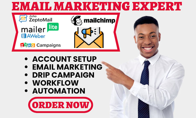 Gig Preview - Do zeptomail mailjet aweber mailerlite zoho campaigns mailchimp email marketing