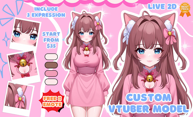 Gig Preview - Design and rig pro vtuber character in live2d, for vtuber model and vtube studio