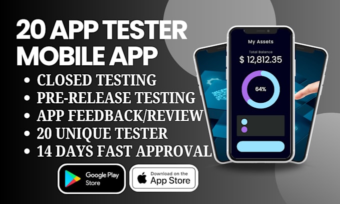 Gig Preview - Test your android app with 12 testers or 20 testers for google closed testing