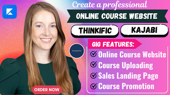 Gig Preview - Create online course website, thinkific website, kajabi website or sales page