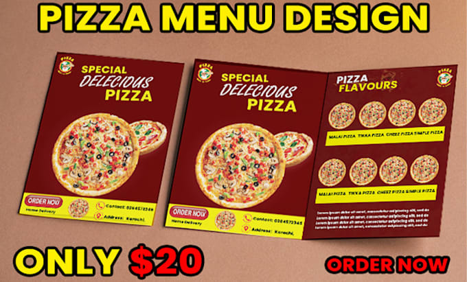 Gig Preview - Professional burger menu pizza menu design