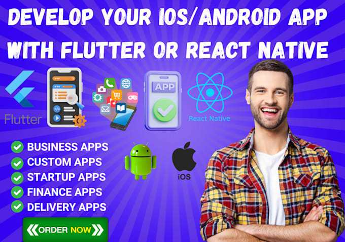 Gig Preview - Develop stunning user friendly react flutter mobile app for ios and android