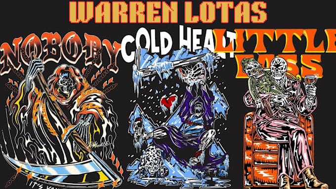 Bestseller - draw warren lotas horror art streetwear skeleton vintage nba skull art