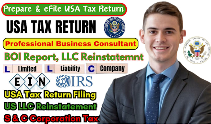 Gig Preview - Prepare and file USA tax return, USA boi report llc reinstatement business tax