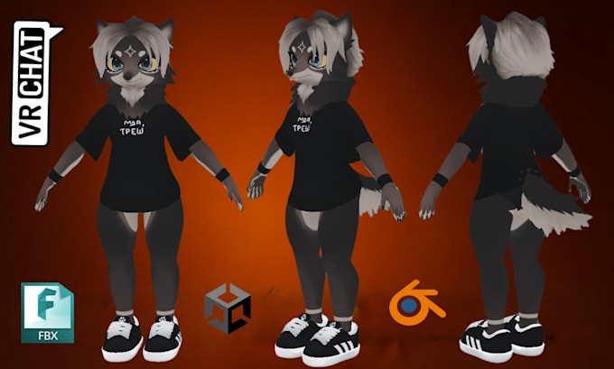 Gig Preview - Create 3d furry avatar furry vtuber model for vseeface streaming and custom ocs