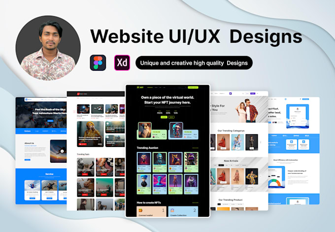 Gig Preview - Do awesome website design, xd design, figma design, web ui ux