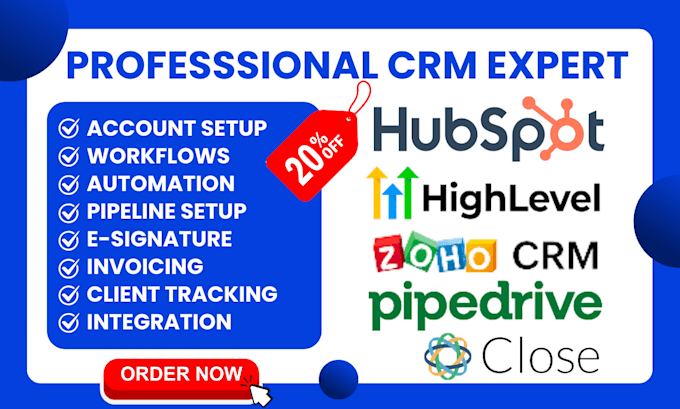 Gig Preview - Pipedrive automation close hubspot crm zoho gohighlevel lofty kvcore integration