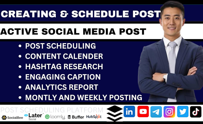 Bestseller - schedule  post on social media  via social bee buffer loomly hobspot