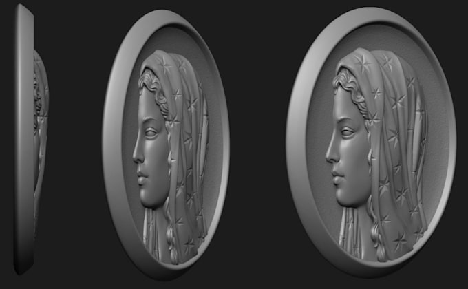 Gig Preview - Sculpt 3d bas relief cnc design 3d engraving medallion stl file for 3d printing