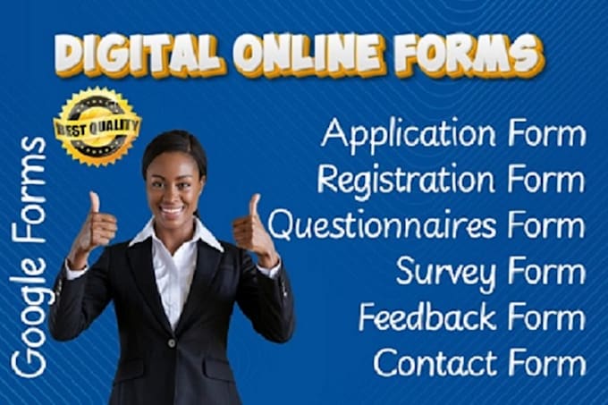 Gig Preview - Create any type of online form, quiz, survey using google or micrsoft forms