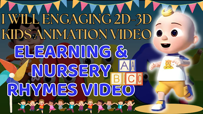 Gig Preview - Do 2d 3d kids animation video, nursery rhymes, learning, and storytelling videos