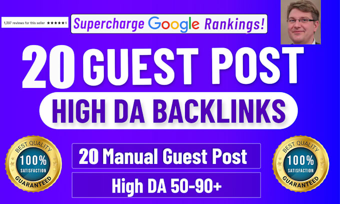 Gig Preview - Create 20 high SEO authority backlinks guest posts