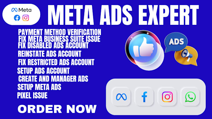 Gig Preview - Fix meta ads issue and setup fb, ig meta ads acc, business manager suite error