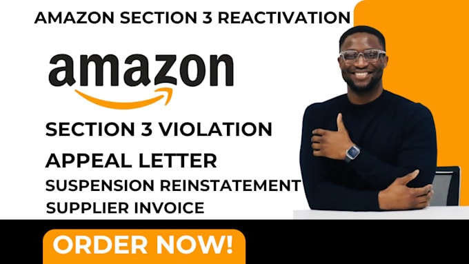 Gig Preview - Reinstate amazon section 3 violation amazon section 3 suspension reinstatement