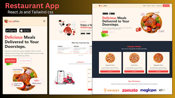 Gig Preview - Restaurant website design react js with tailwind