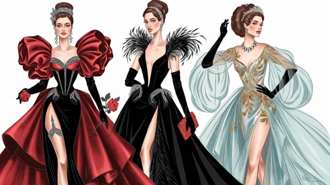 Gig Preview - Create fashion illustrations and sketches for your brand,collection, or lookbook