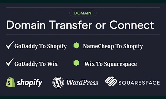 Gig Preview - Connect or transfer domain to shopify, wix, wordpress, squarespace