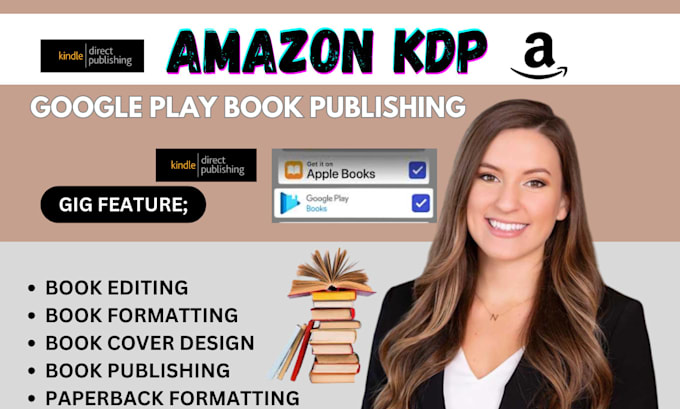 Gig Preview - Publish on google play book publishing book formatting, book editing amazon kdp