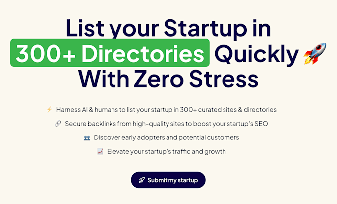 Gig Preview - List your ai startup in 300 ai directories quickly