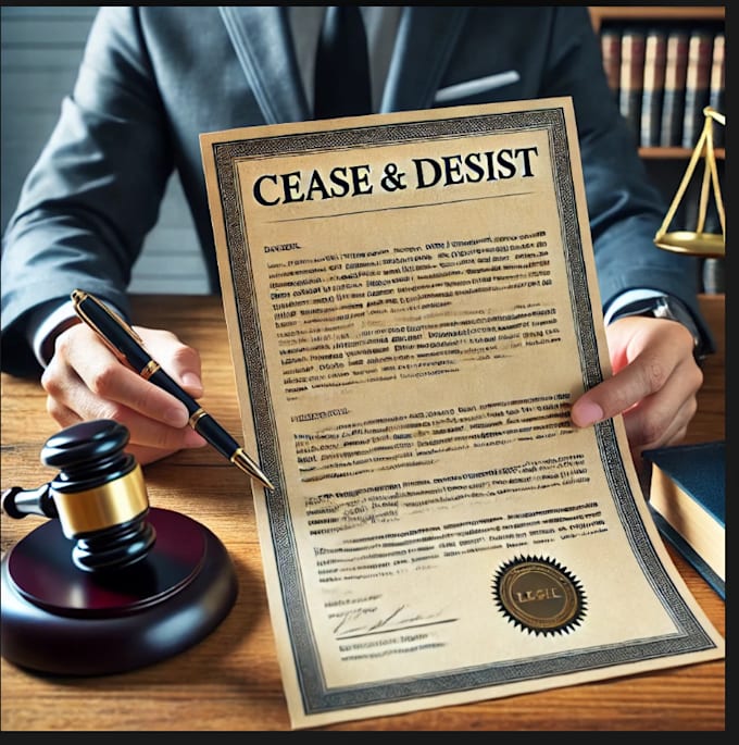 Gig Preview - Draft a powerful cease and desist letter for legal protection