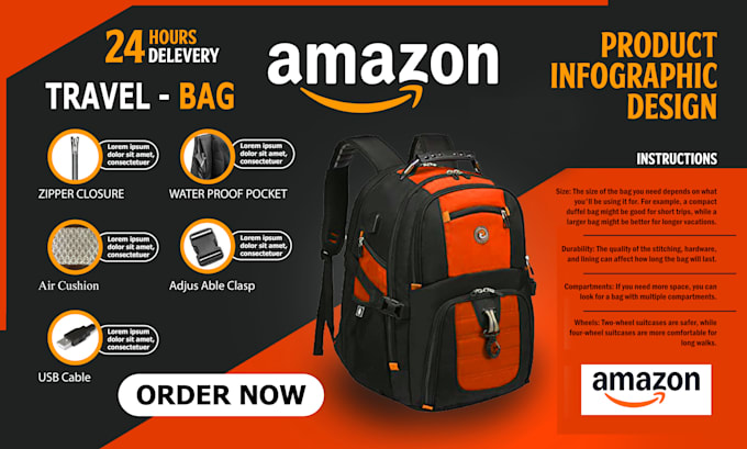 Gig Preview - Design stunning infographics for amazon product listing and lifestyle image