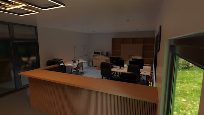 Bestseller - do a 3d home office design, workplace, modern office design for you