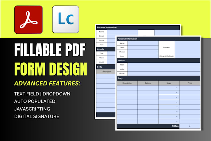 Gig Preview - Design editable, fillable,clickable pdf form and interactive document or invoice