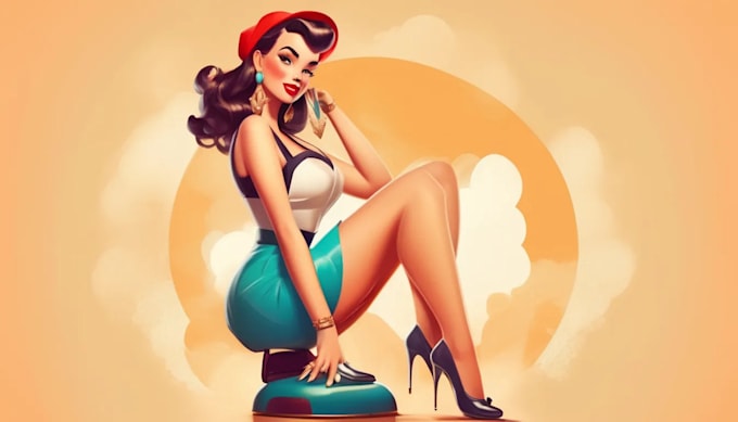 Gig Preview - Make a pin up girl and pin up girl illustration