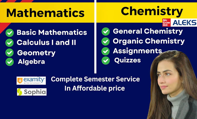 Gig Preview - Online tutor math calculus algebra general organic chemistry