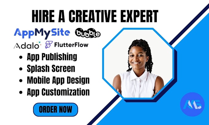 Gig Preview - Do app publish, mobile app design on adalo, flutterflow, bubble io, appmysite